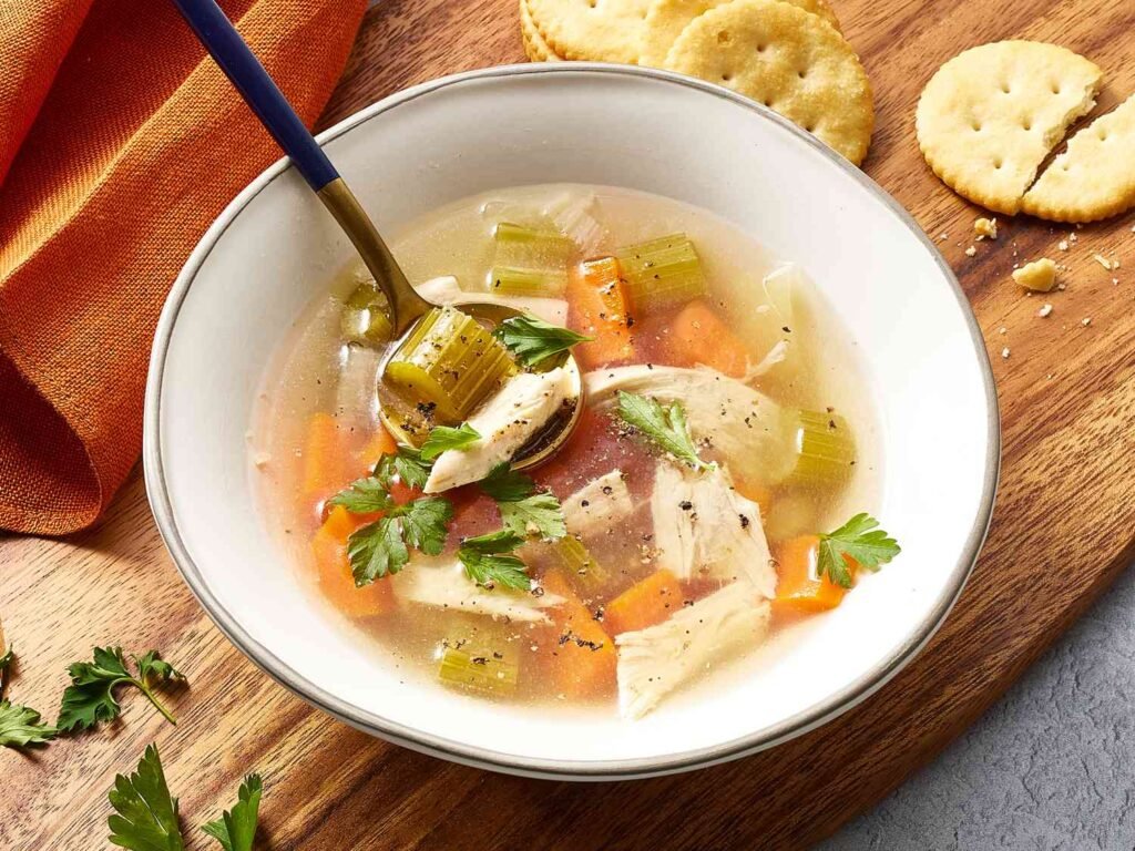 Homemade chicken soup for cold relief
